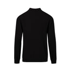Veste rétro en maille des années 70 pour hommes – Noir vintage avec rayures verticales rouges et blanches, à fermeture éclair