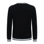 Pull-over rétro varsity pour homme – Noir vintage avec rayures blanches
