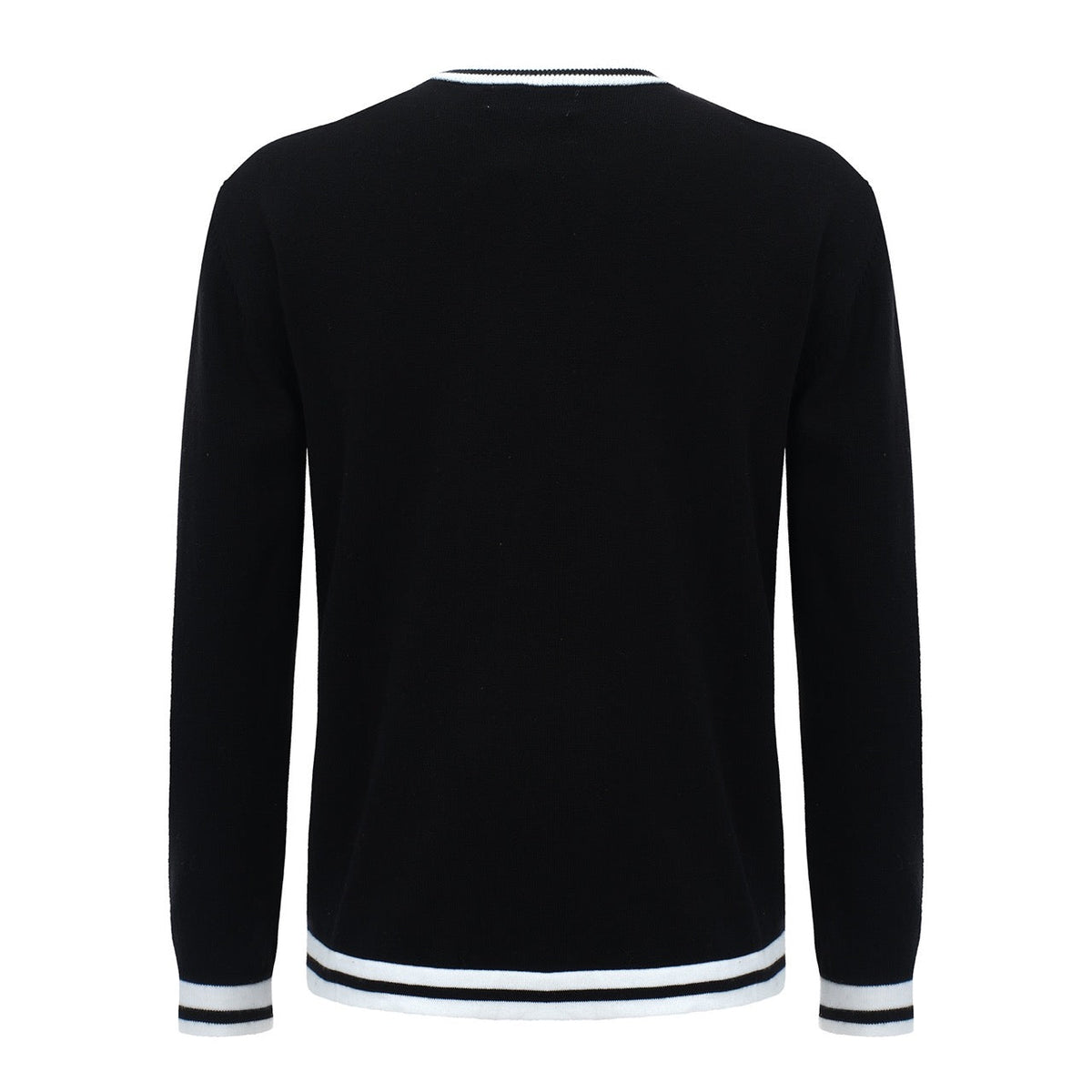 Pull-over rétro varsity pour homme – Noir vintage avec rayures blanches
