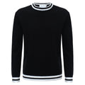 Pull-over rétro varsity pour homme – Noir vintage avec rayures blanches