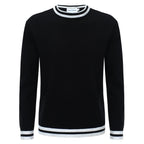 Pull-over rétro varsity pour homme – Noir vintage avec rayures blanches