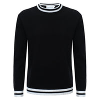 Pull-over rétro varsity pour homme – Noir vintage avec rayures blanches