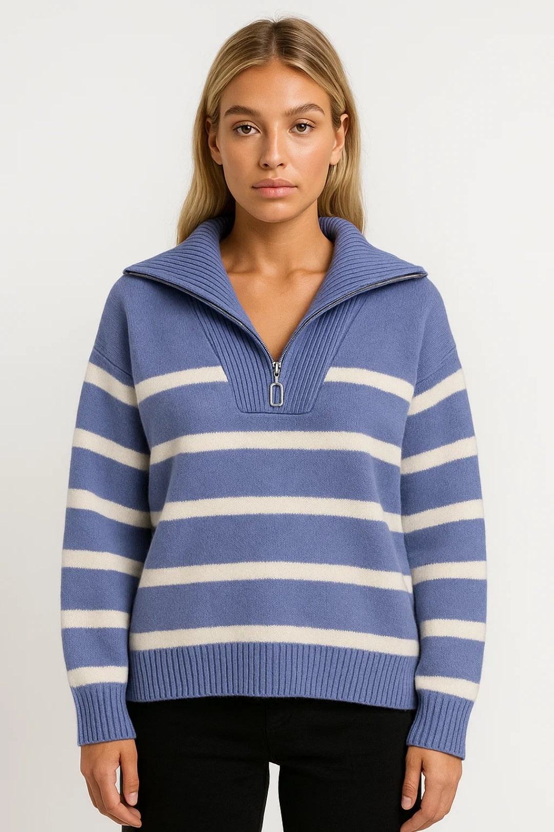 Kairis | Pull en maille rayée à col zippé
