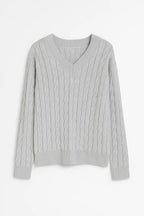 Sunniva | Pull à col en V en maille torsadée