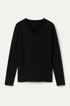 Sunniva | Pull à col en V en maille torsadée