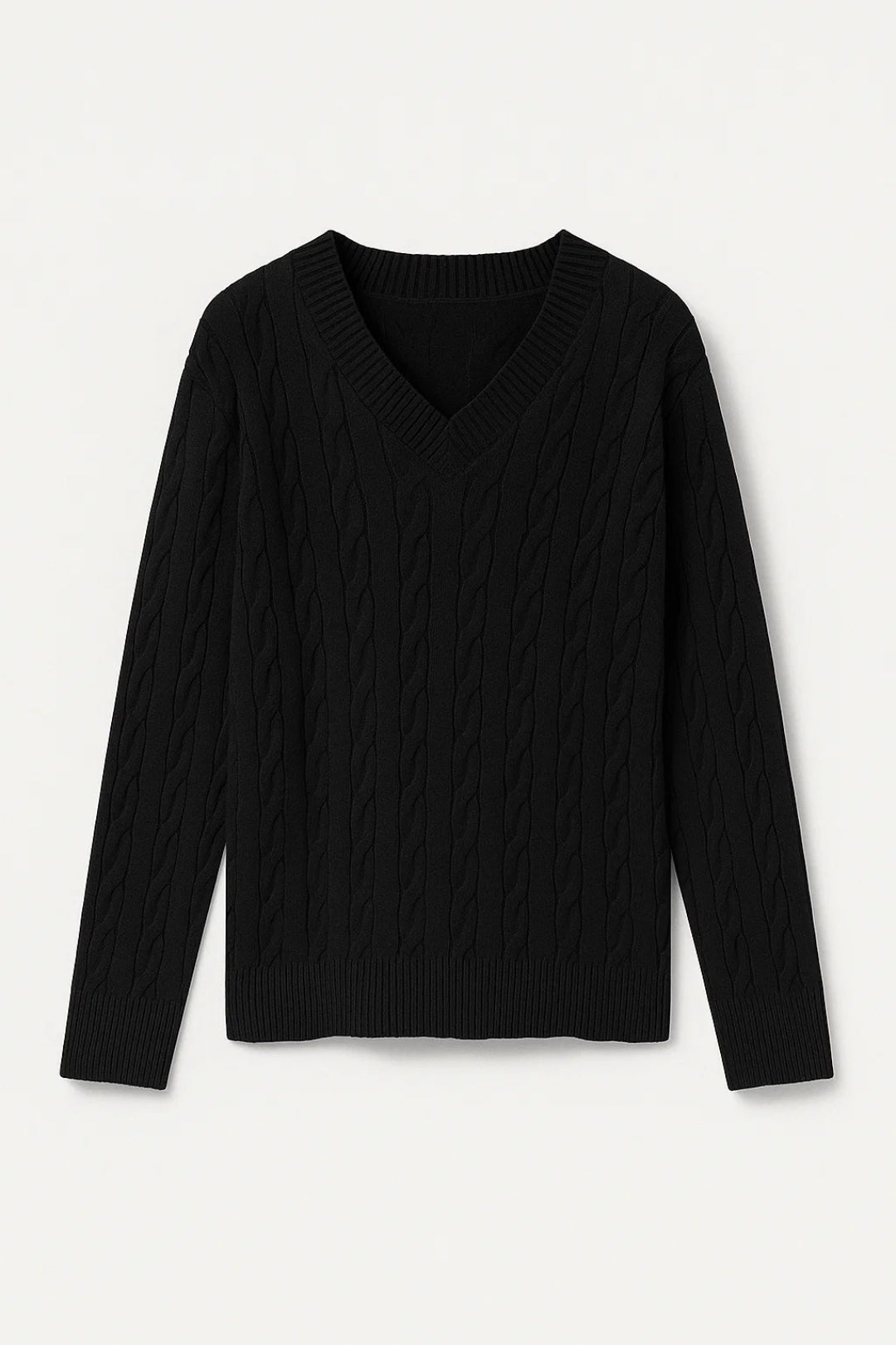 Sunniva | Pull à col en V en maille torsadée