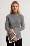 Aureole | Pull en maille à col roulé et manches évasées
