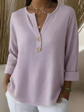 Lucía | T-shirt Henley à Texture Gofrée avec Boutons