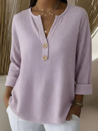 Lucía | T-shirt Henley à Texture Gofrée avec Boutons