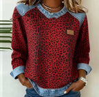 Hollyn™ | Pull Imprimé Léopard avec Col en Jean