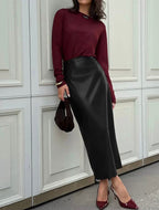 JUPE LONGUE EN CUIR