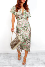 Élina | Robe Midi Satinée à Taille Sculptante
