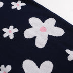 Polo tricot vintage marine à motifs marguerites pour homme – Col rose rétro des années 70