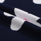 Polo tricot vintage marine à motifs marguerites pour homme – Col rose rétro des années 70