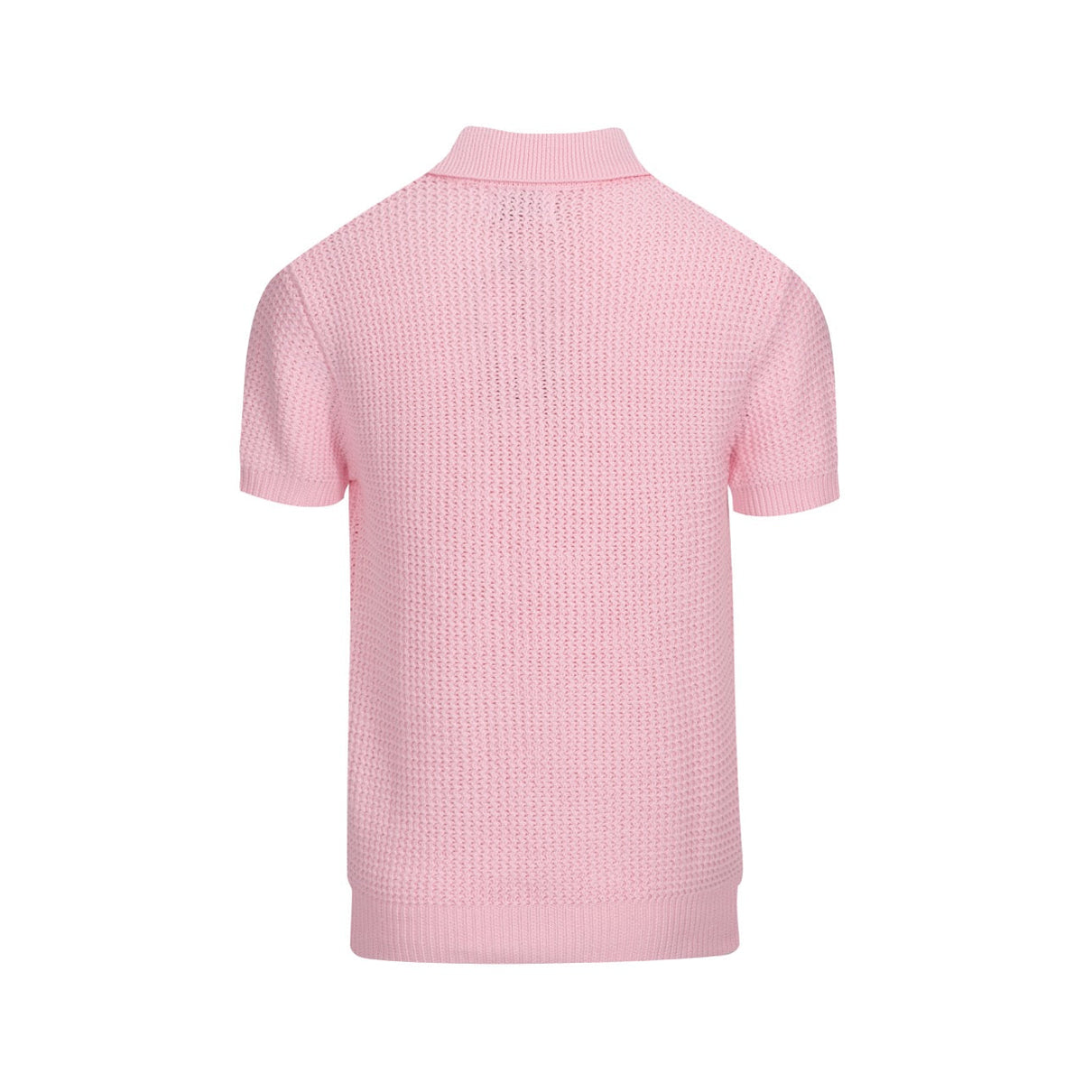 Chemise légère à col V pour homme en tricot gaufré rose rétro des années 60