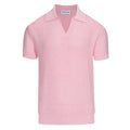Chemise légère à col V pour homme en tricot gaufré rose rétro des années 60