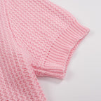 Chemise légère à col V pour homme en tricot gaufré rose rétro des années 60