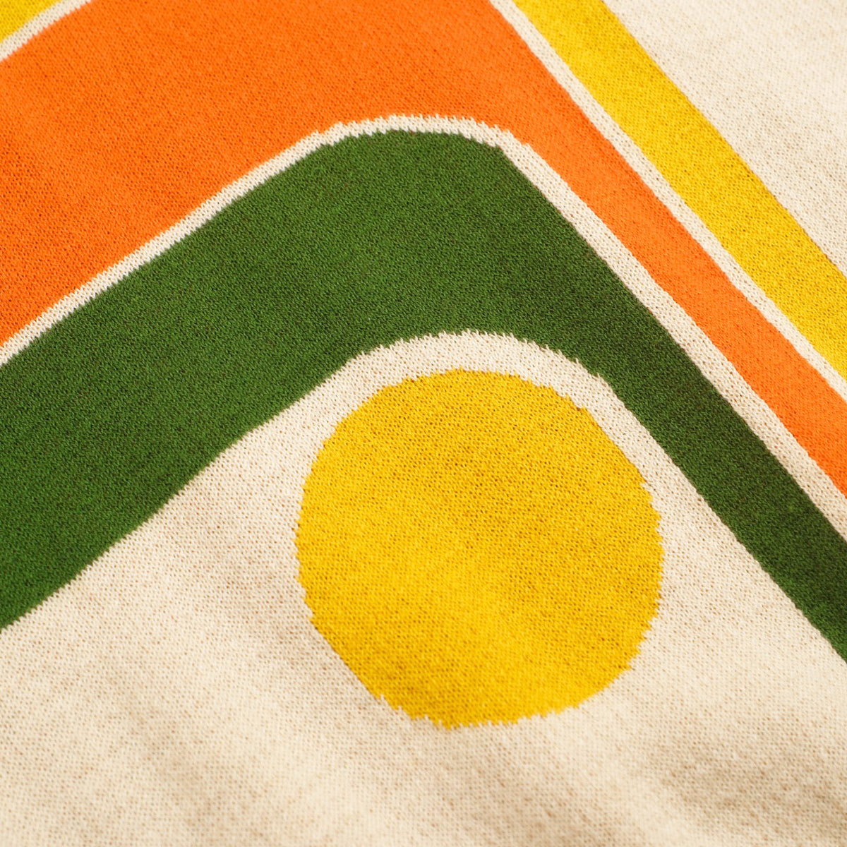 Chemise rétro en tricot pour homme – Polo crème vintage à motifs géométriques des années 70