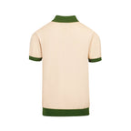 Chemise rétro en tricot pour homme – Polo crème vintage à motifs géométriques des années 70