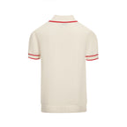 Chemise polo vintage pour homme – Chemise crème à boutons avec broderie rose rétro
