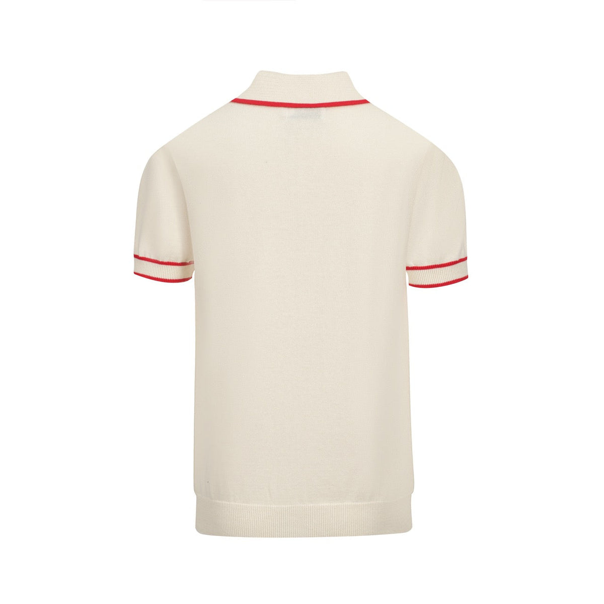 Chemise polo vintage pour homme – Chemise crème à boutons avec broderie rose rétro