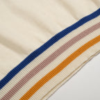 Pull en tricot crème style années 60 pour homme – Bordure multicolore