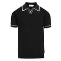 Chemise Polo Rétro Noir Années 70 pour Homme – Tricot avec Boutons Contrastés