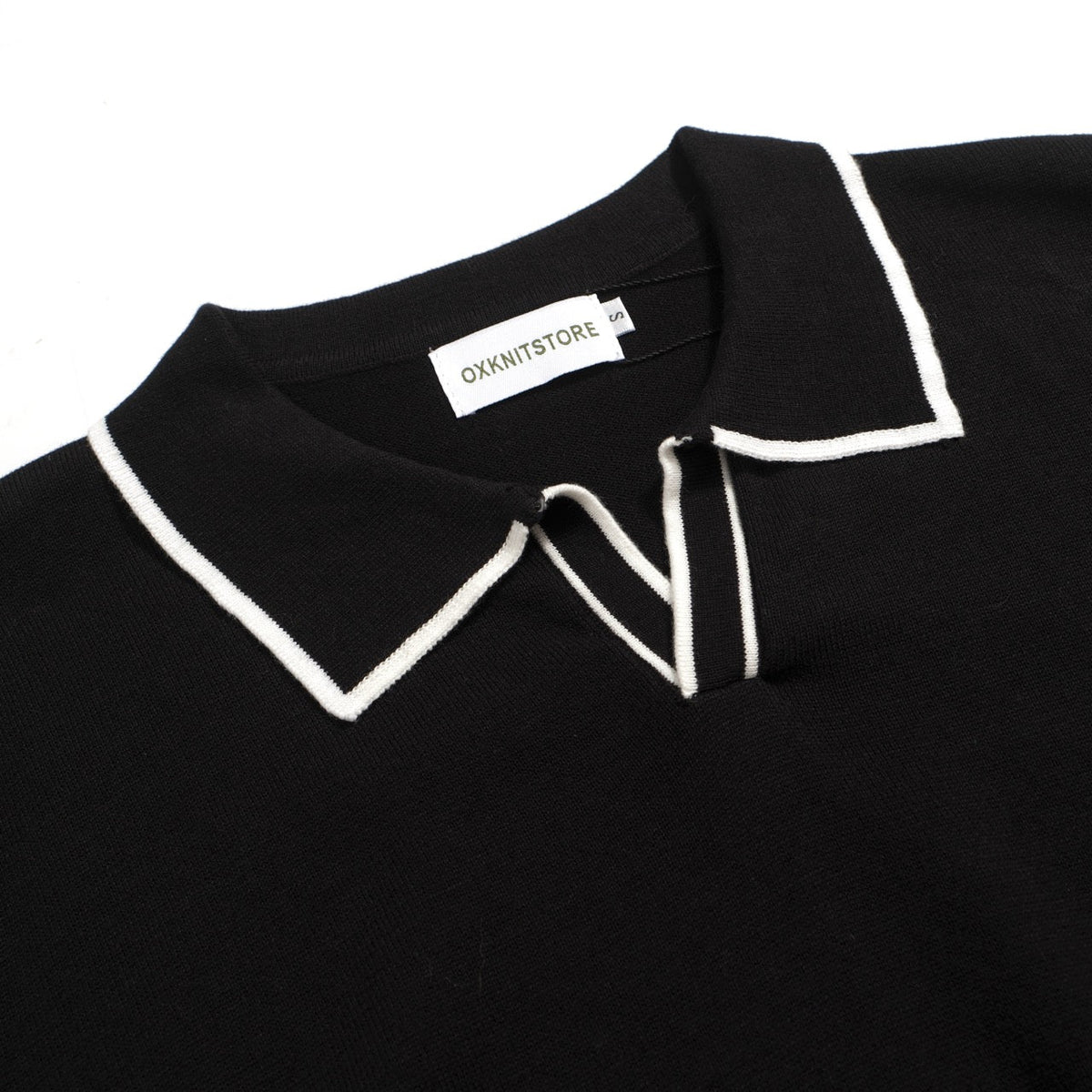 Chemise Polo Rétro Noir Années 70 pour Homme – Tricot avec Boutons Contrastés