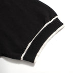 Chemise Polo Rétro Noir Années 70 pour Homme – Tricot avec Boutons Contrastés