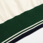 Chemise polo vintage homme années 70 – Crème rétro avec col et bordures rayées vertes