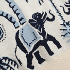 Chemise Homme Polo Safari Tricot Années 70 – Éléphant & Motif Jacquard Palmier