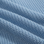 Chemise rétro en maille délavée pour homme – Bleu ciel vintage à boutons et finitions brutes