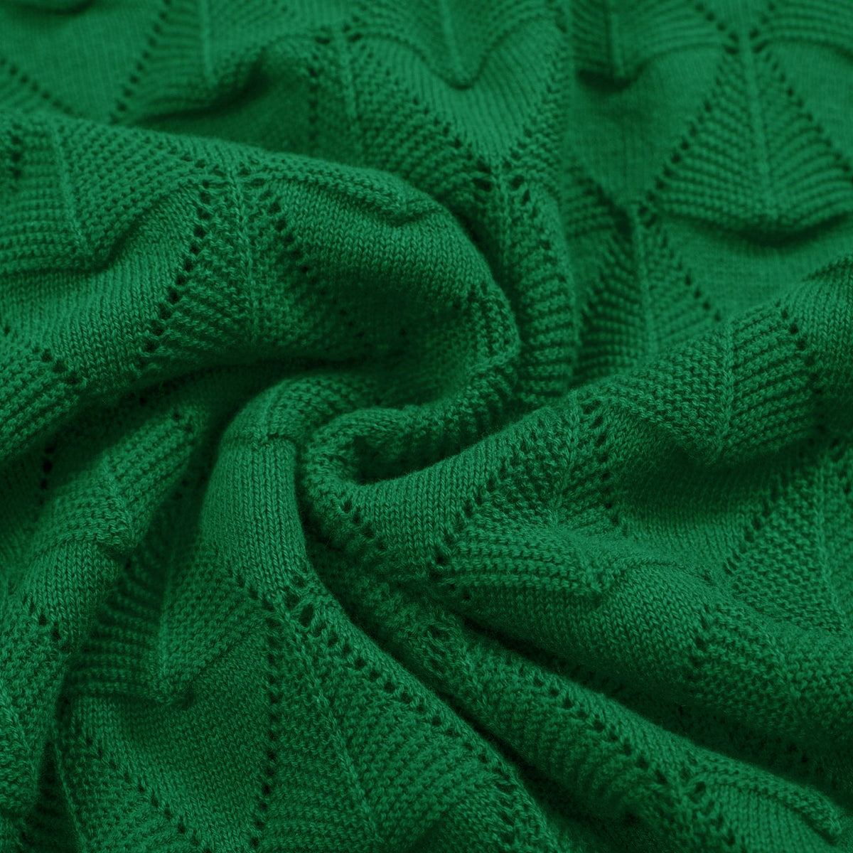Cardigan tricot vintage homme des années 70 – Chemise verte émeraude ajourée à manches courtes