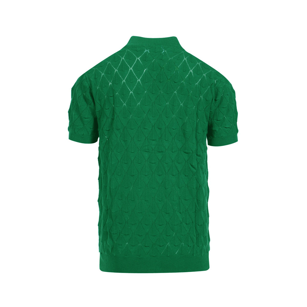 Cardigan tricot vintage homme des années 70 – Chemise verte émeraude ajourée à manches courtes