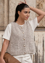 Gilet en bouclé avec poches - greige