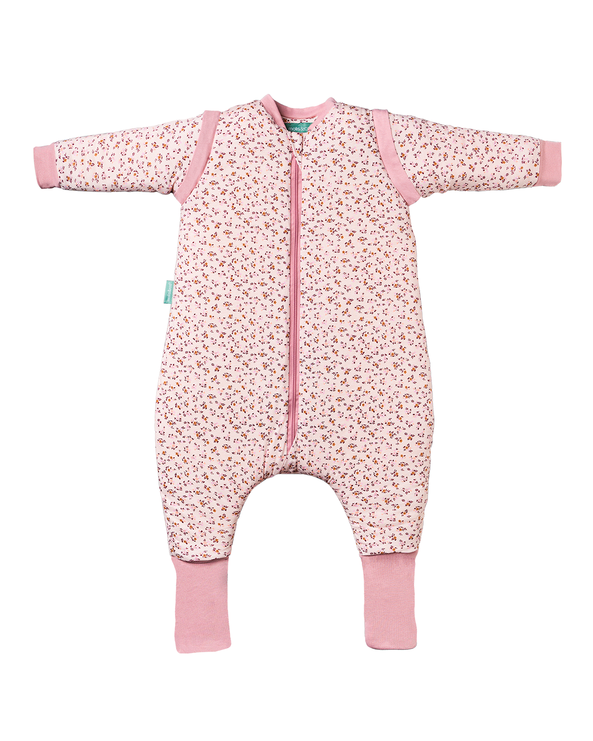 Combinaison de sommeil avec manches et chaussettes - Rose Brume - TOG 2.5