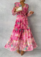 Zoey | Robe portefeuille à motif floral éclatant, à la silhouette en cascade très flatteuse