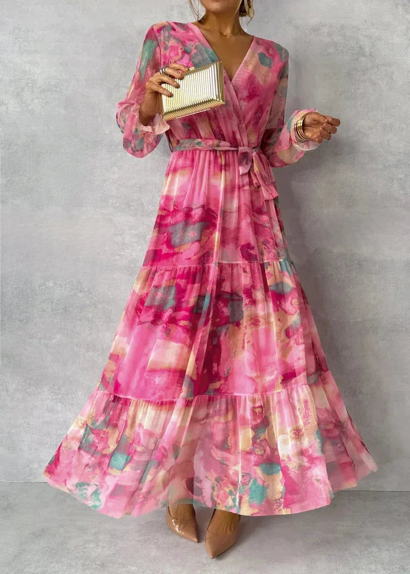 Zoey | Robe portefeuille à motif floral éclatant, à la silhouette en cascade très flatteuse