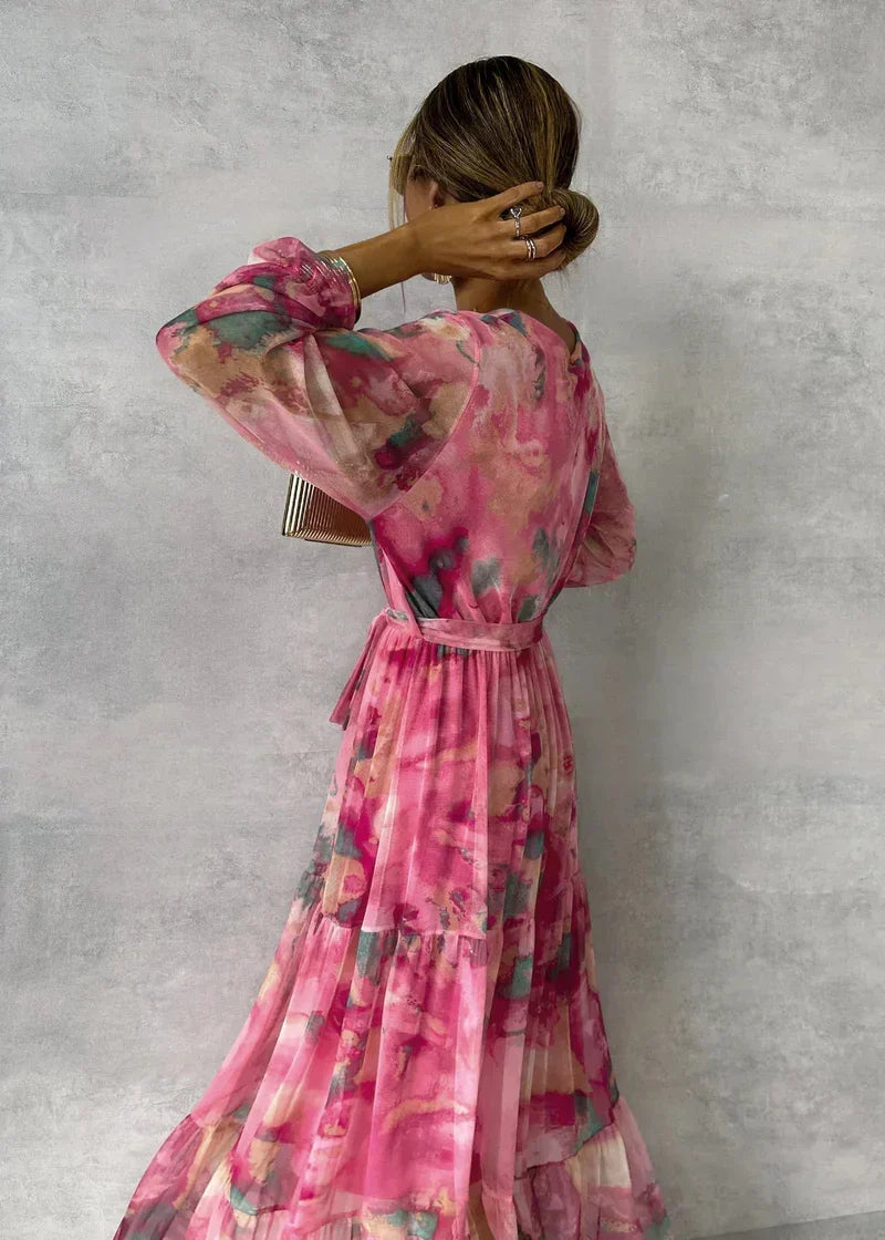 Zoey | Robe portefeuille à motif floral éclatant, à la silhouette en cascade très flatteuse