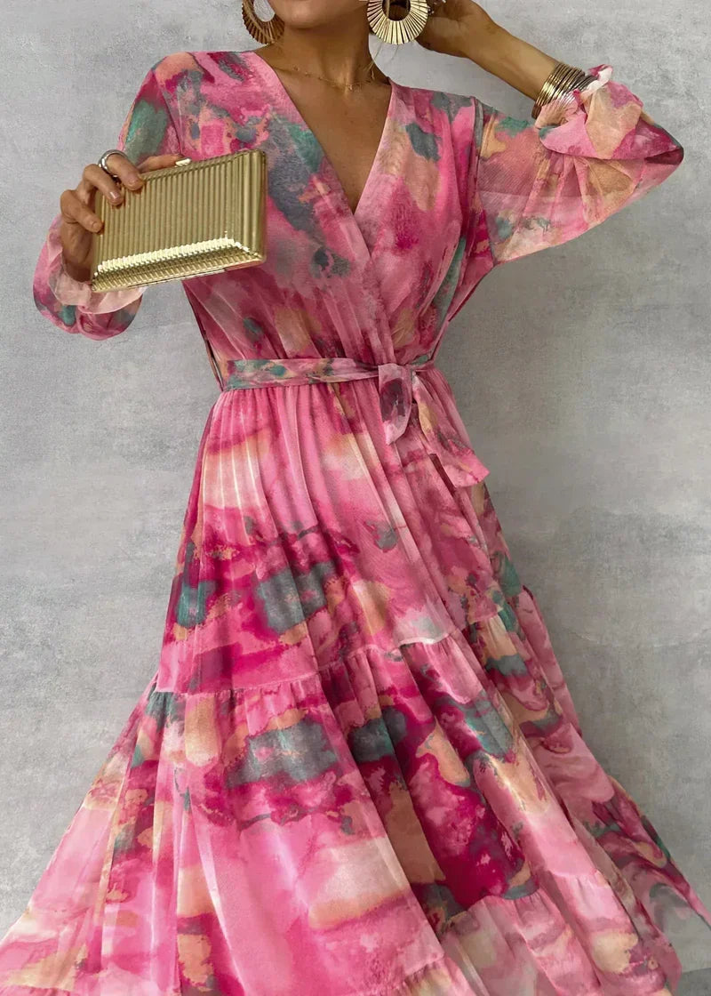 Zoey | Robe portefeuille à motif floral éclatant, à la silhouette en cascade très flatteuse