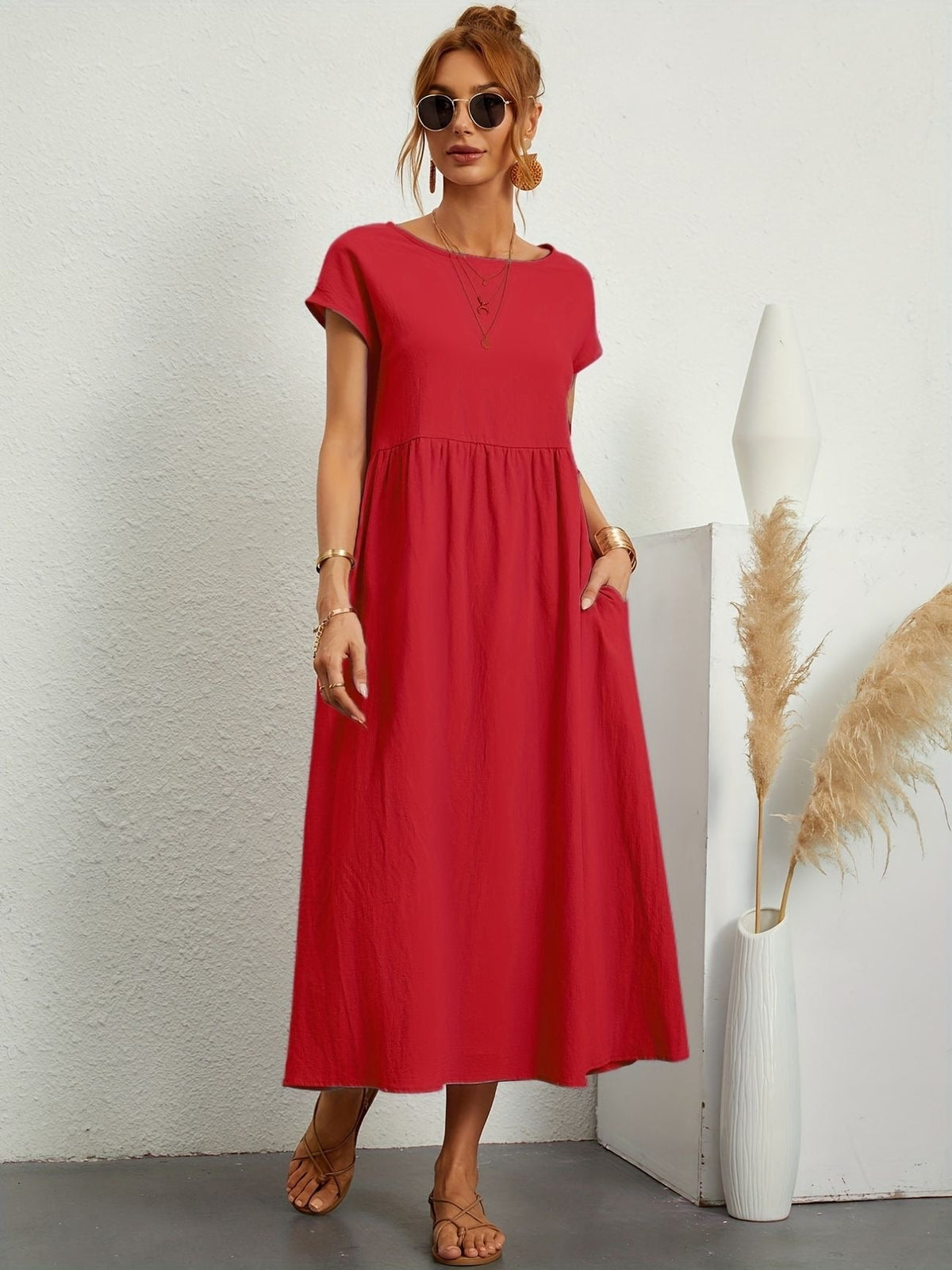 Clara | Robe Midi Fluide à Poches