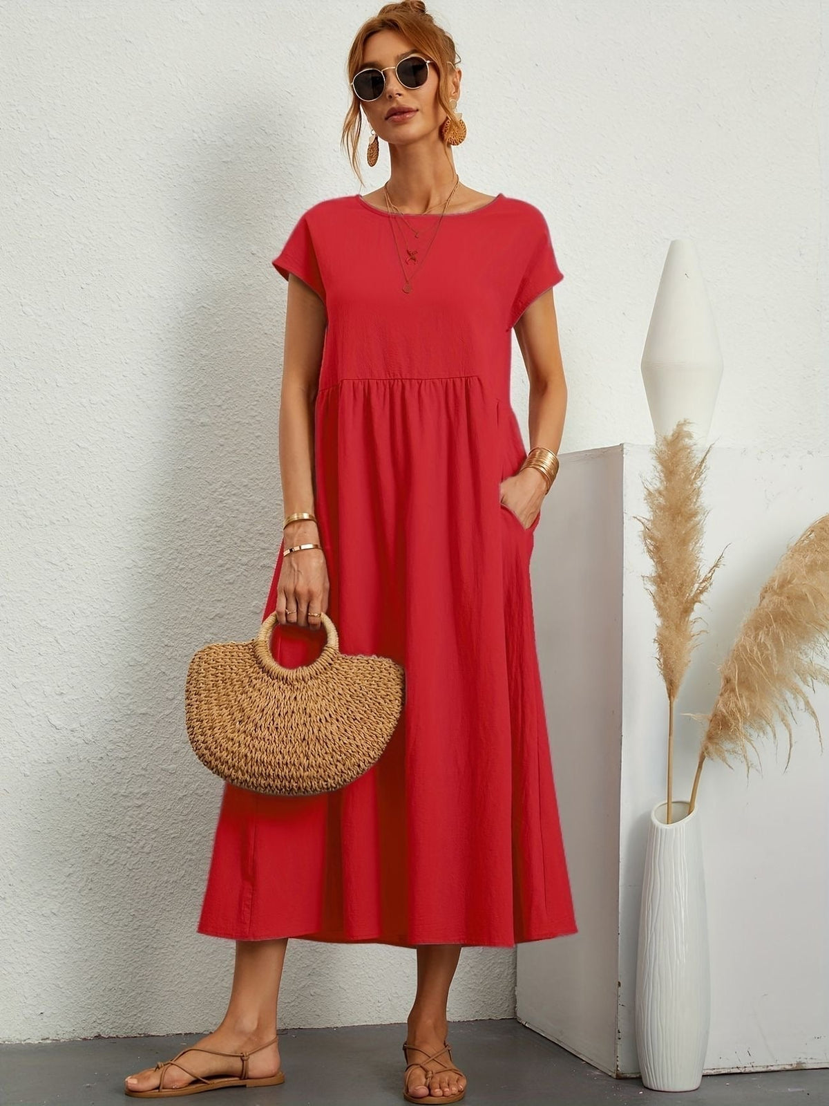 Clara | Robe Midi Fluide à Poches