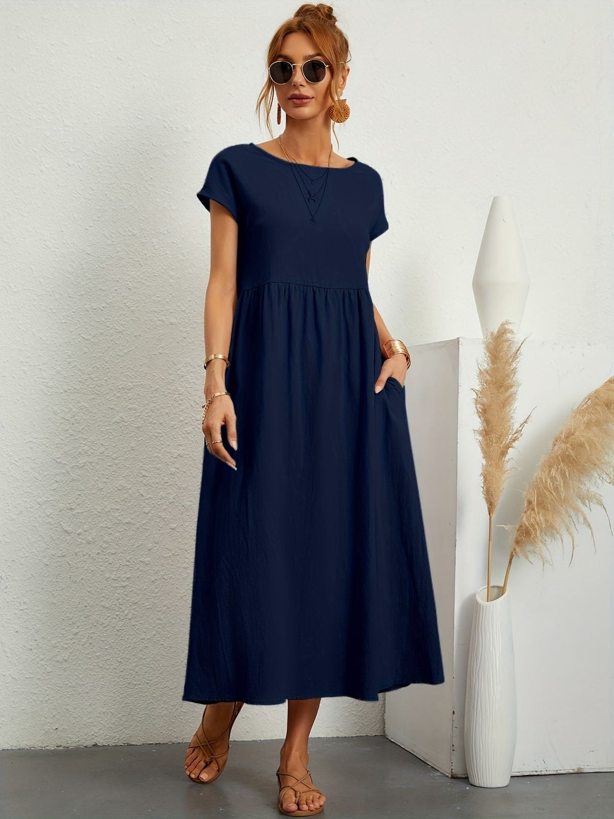 Clara | Robe Midi Fluide à Poches