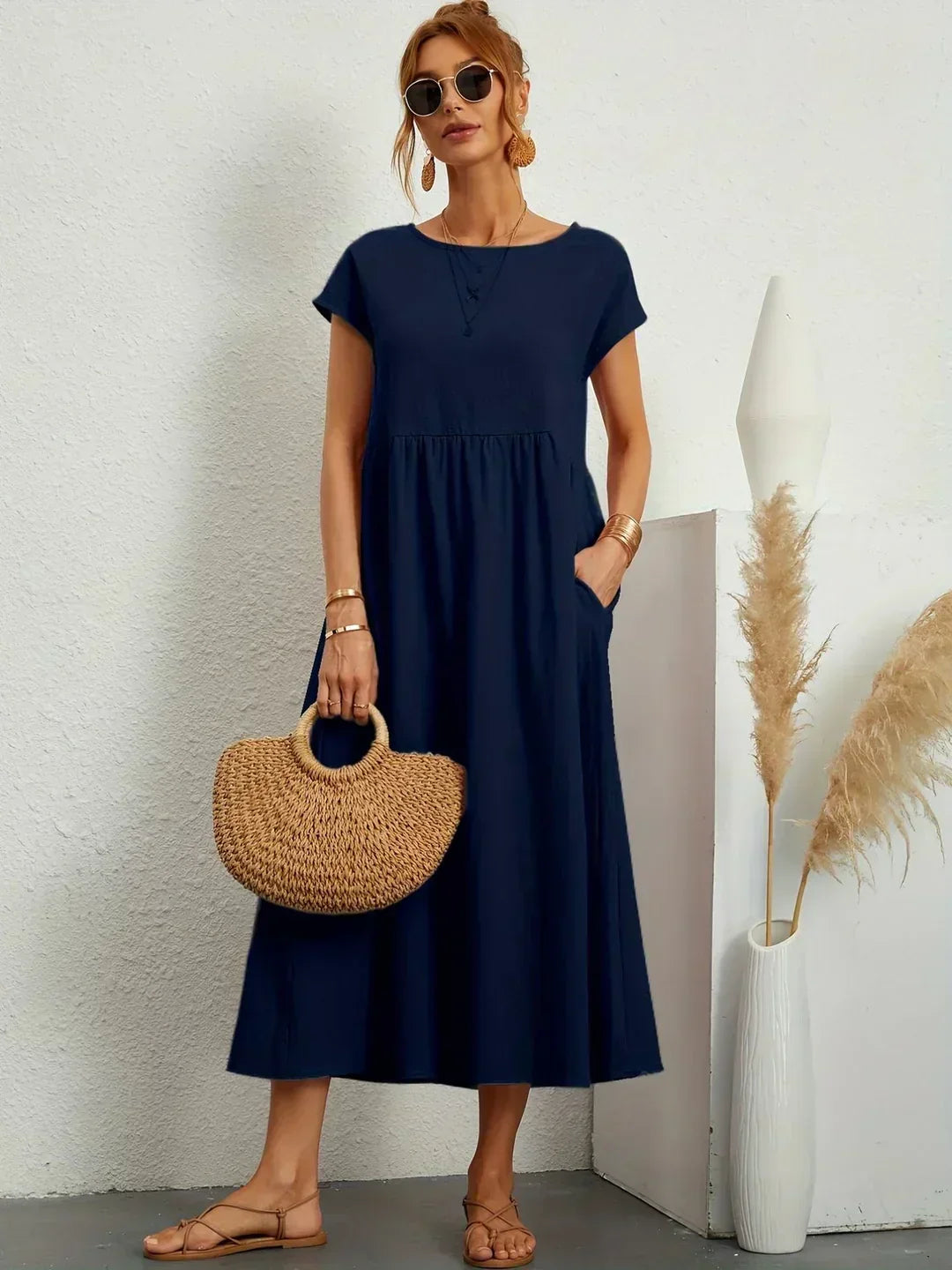 Heike | Robe midi fluide à l'élégance intemporelle