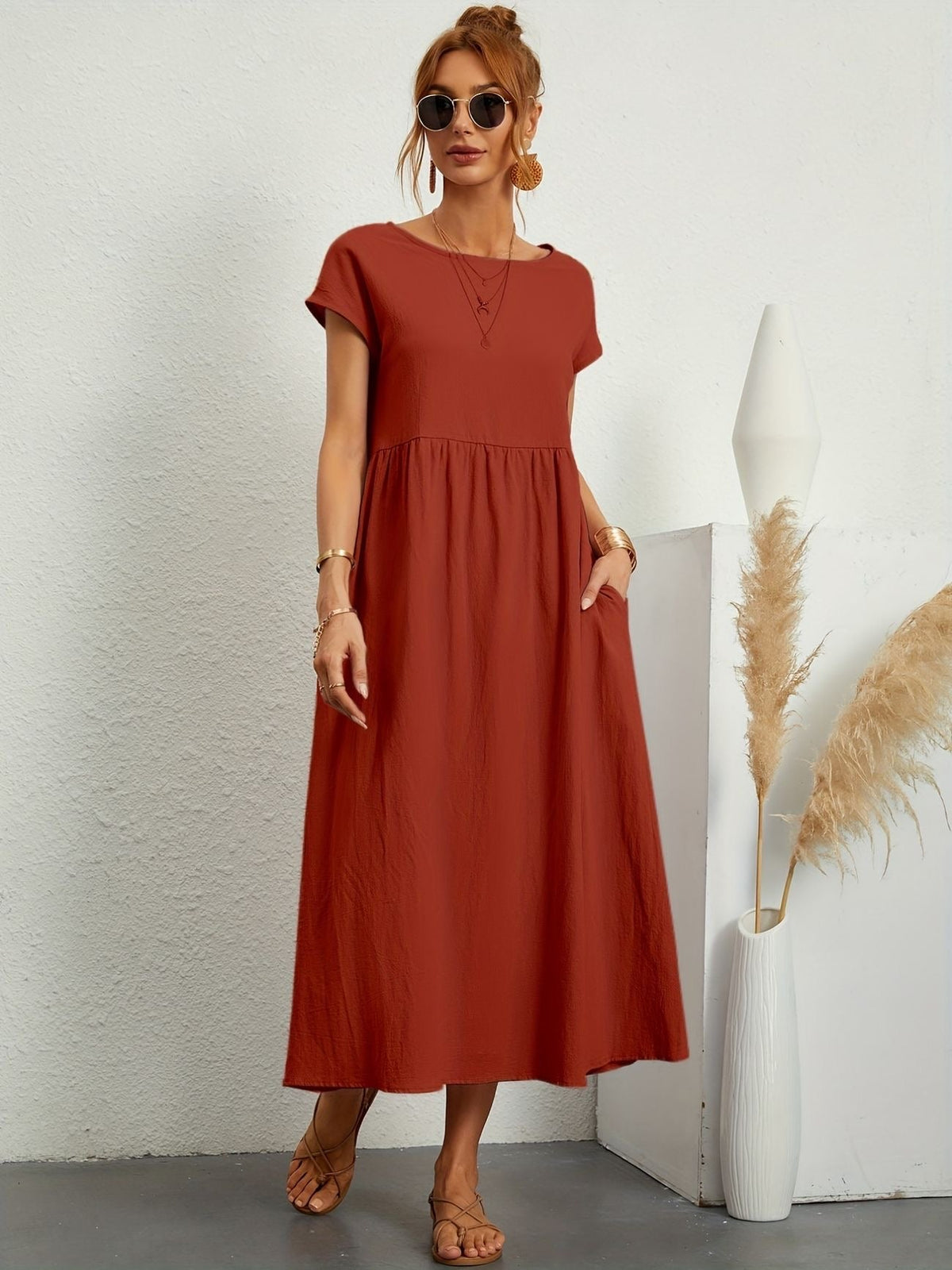 Clara | Robe Midi Fluide à Poches