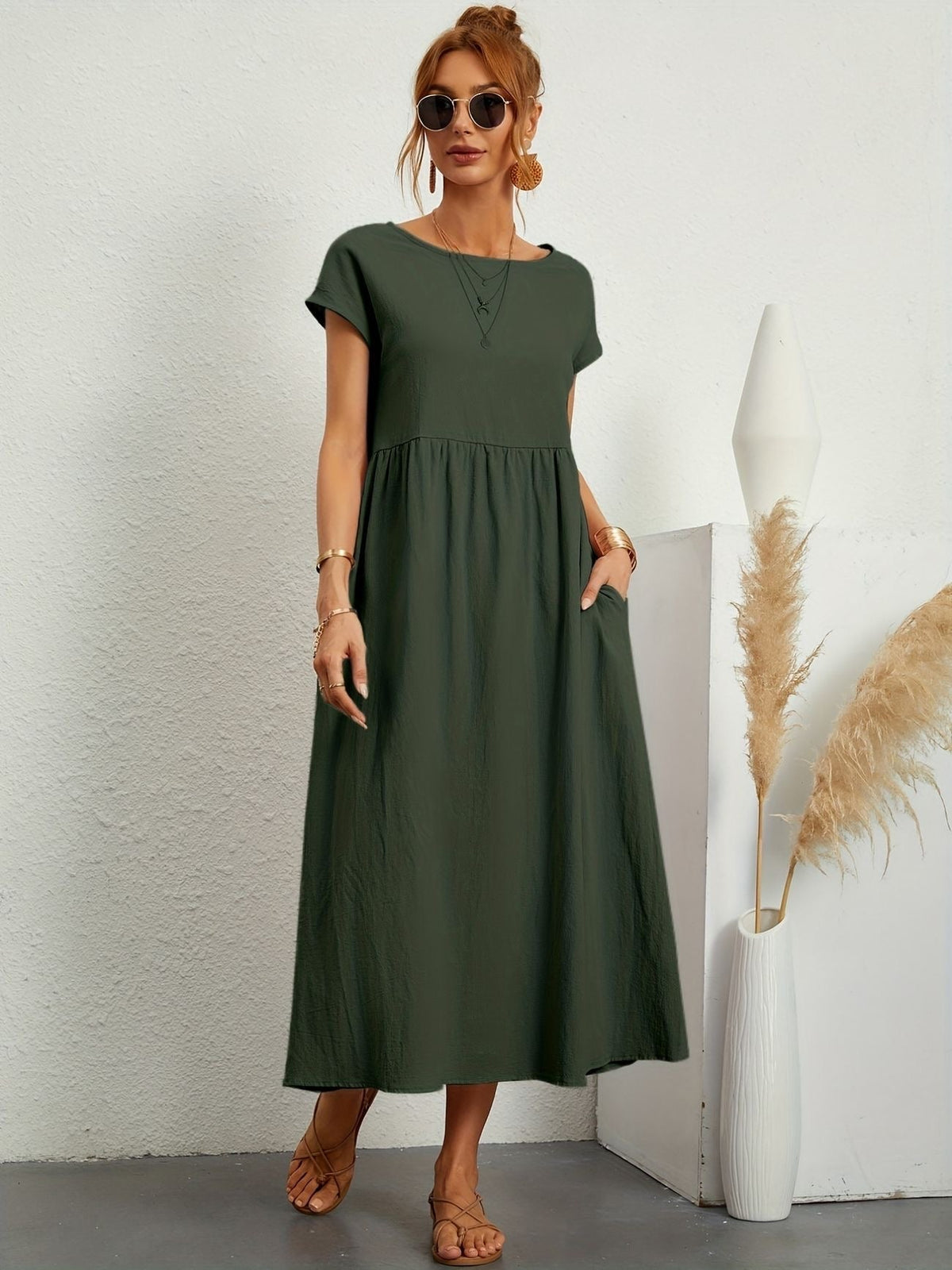 Clara | Robe Midi Fluide à Poches