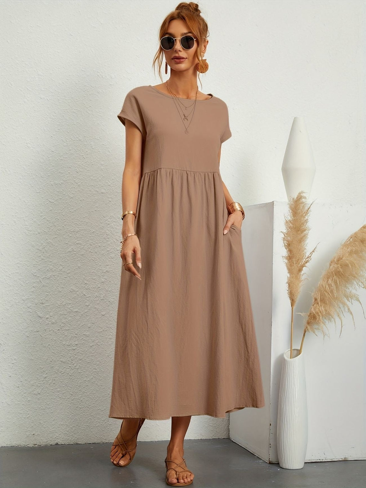 Clara | Robe Midi Fluide à Poches
