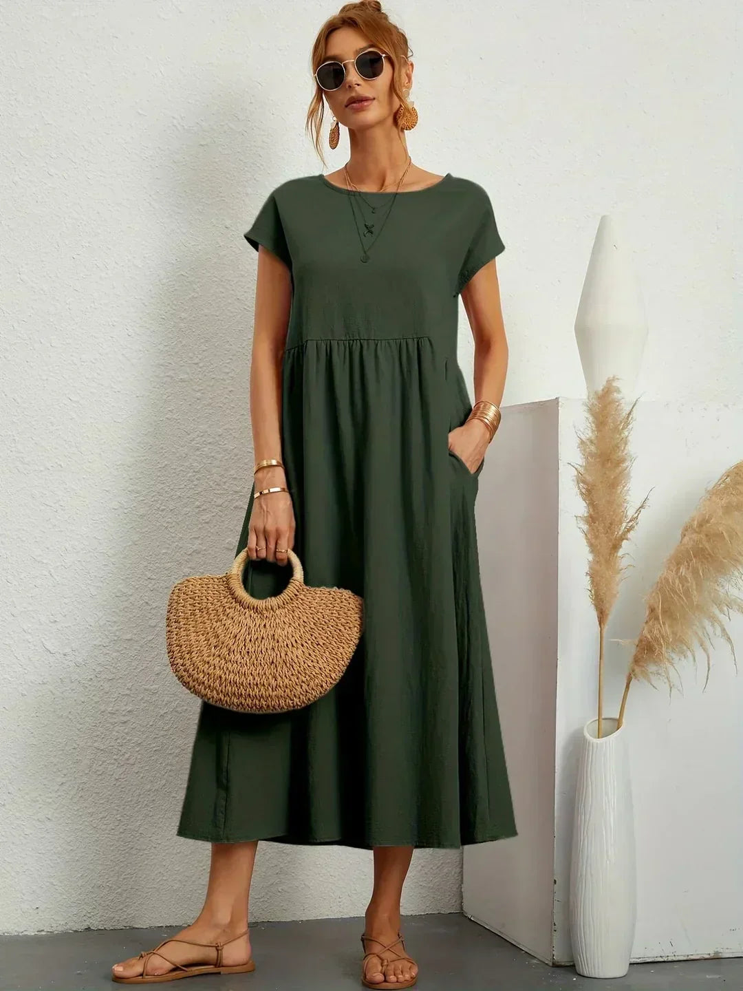 Heike | Robe midi fluide à l'élégance intemporelle