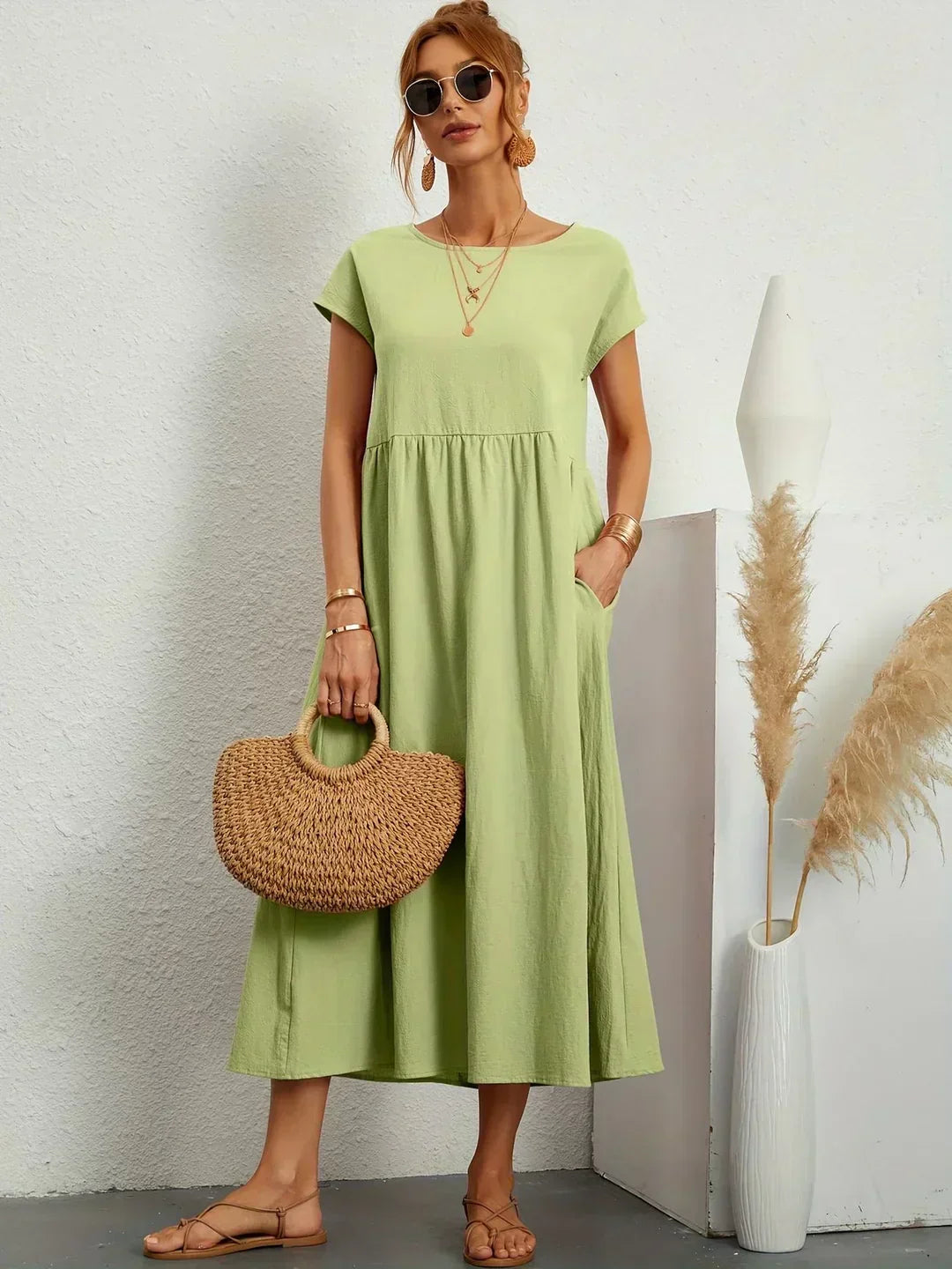 Heike | Robe midi fluide à l'élégance intemporelle