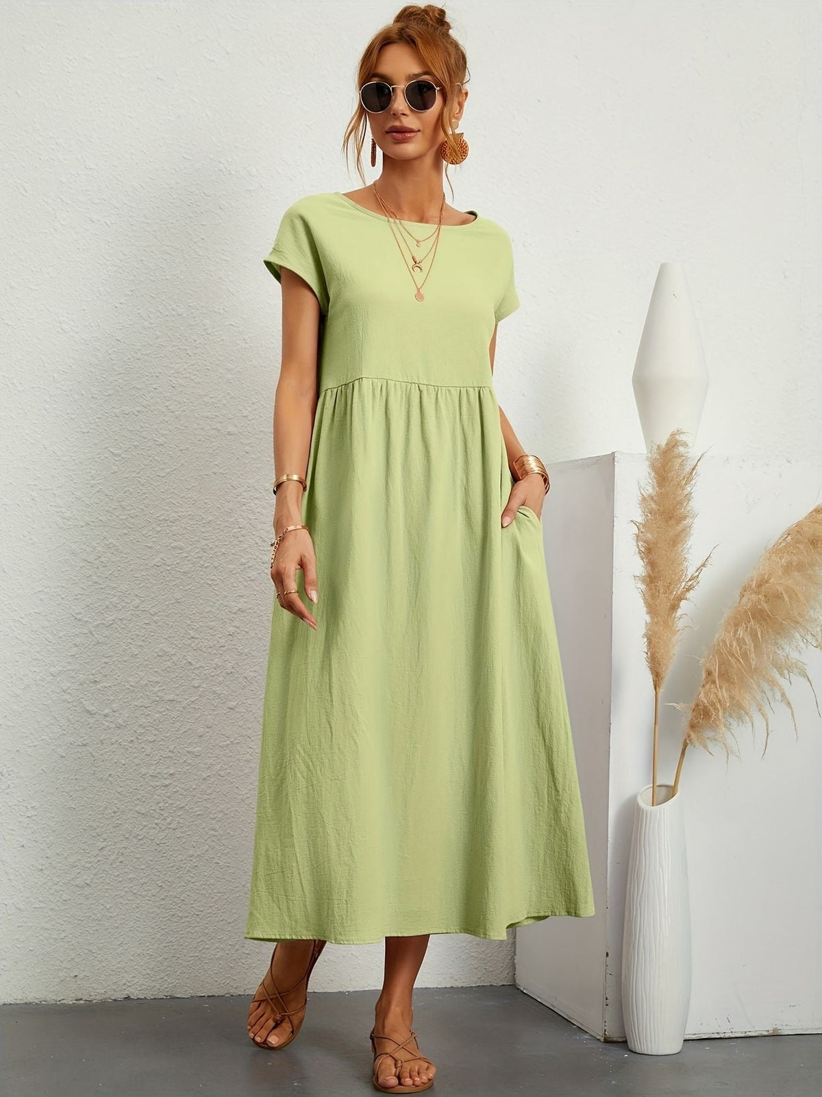 Clara | Robe Midi Fluide à Poches